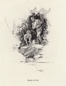 Mann und Frau angeln in einem Fluss oder Bach (Lithografie) von Harrison Fisher