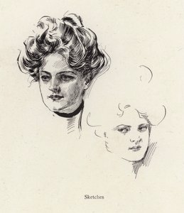 Federzeichnungen einer jungen Frau von Harrison Fisher