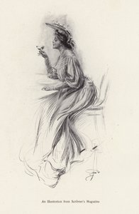 Frau mit einem Getränk von Harrison Fisher