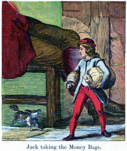 Jack nimmt die Geldsäcke aus der Burg des Riesen, 1867 von Harrison William Weir