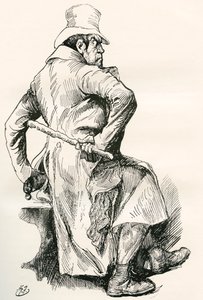 Bill Sikes. Illustration von Harry Furniss für den Charles Dickens Roman Oliver Twist, aus der Testimonial Edition, veröffentlicht 1910 von Harry Furniss