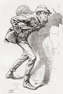 Dolge Orlick. Illustration von Harry Furniss für den Charles Dickens Roman Große Erwartungen, aus der Testimonial Edition veröffentlicht 1910.