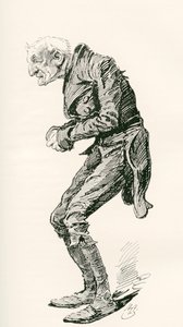 Old Chuffey. Illustration von Harry Furniss für den Charles Dickens Roman Martin Chuzzlewit, aus der Testimonial Edition, veröffentlicht 1910. von Harry Furniss