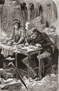 Der Bettelbriefschreiber. Illustration von Harry Furniss für den Charles Dickens Roman Große Erwartungen, aus der Testimonial Edition, veröffentlicht 1910.