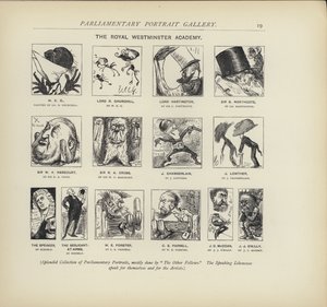 Die Royal Westminster Academy - Vorstellung, wie Politiker sich gegenseitig malen könnten von Harry Furniss