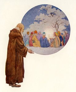 Ein Druide sieht Joseph und seine Begleiter beim ersten Bankett in Britannien