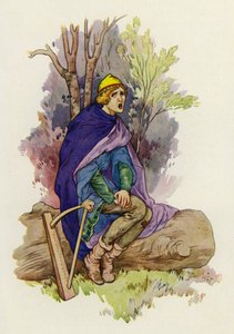 Während er saß, sang der Jüngling ein trauriges Lied