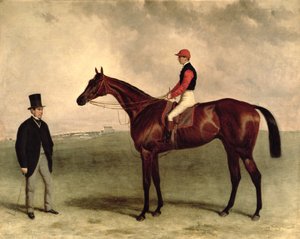 Gladiateur mit Harry Grimshaw und seinem Besitzer, Graf Frederic de Lagrange, 1865 von Harry Hall