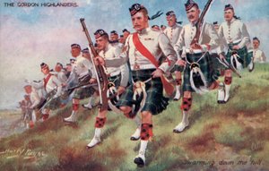 Die Gordon Highlanders, den Hügel hinunterstürmend