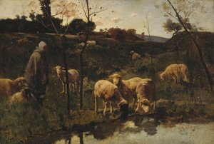 Landschaft mit Schafen, Picardie, spätes 19. Jahrhundert