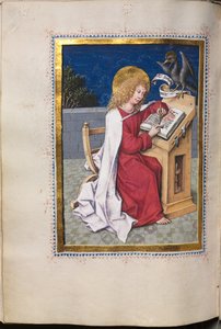 Evangelienbuch mit Evangelistenporträts: Heiliger Johannes von Hausbuch Master