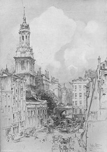 St. Magnus der Märtyrer zeigt den trockenen Bogen der London Bridge und die Überreste der Mermaid Tavern