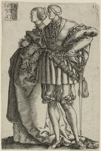 Tanzendes Paar, Blatt elf aus Die großen Hochzeitstänzer von Heinrich Aldegrever