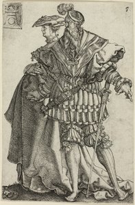 Tanzendes Paar, Platte fünf aus Die großen Hochzeits-Tänzer von Heinrich Aldegrever
