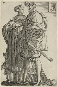 Tanzendes Paar, Platte sieben aus Die großen Hochzeitstänzer von Heinrich Aldegrever