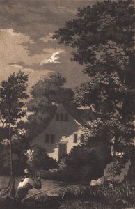 Landschaft mit Mondschein und Flötenspieler