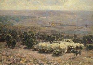 Eine Schafherde in der Lüneburger Heide, 1902