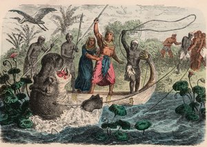 Antikes Ägypten: Pharao jagt Nilpferde, 1866