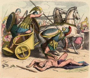Antikes Griechenland: Griechisches Militär, Griechenland zur Zeit der Könige, Kriegswagen von Heinrich Leutemann
