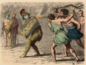 Antikes Rom: Ein feiger Gladiator im Kampf, 1866 von Heinrich Leutemann