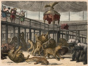 Antikes Rom: Wildtierjagd im Amphitheater durch den Kaiser, 1866