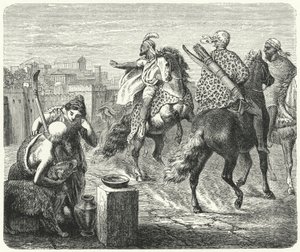 Jugurtha von Numidien verlässt die korrupte Stadt Rom (Gravur)