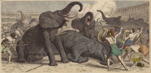 Tötung gefangener Elefanten in einer römischen Arena von Heinrich Leutemann
