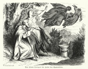 Ödipus und Antigone im Hain der Eumeniden (Gravur)