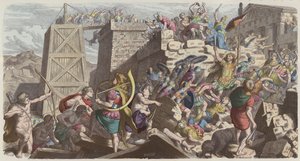 Römische Soldaten stürmen eine Stadt