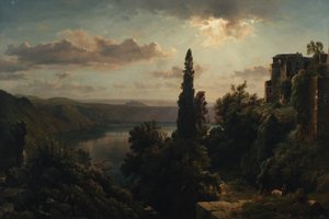 Ansicht des Nemisees im Albanergebirge bei Rom von Heinrich Louis Theodor Gurlitt