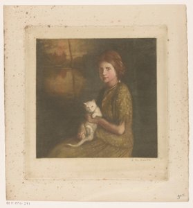 Mädchen mit einer Katze auf dem Schoß
