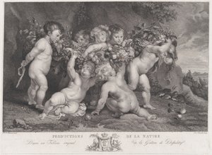 Sieben Putten tragen eine Fruchtgirlande, ca. 1780-87