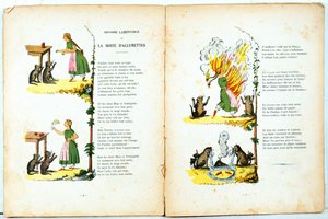 Die klägliche Geschichte der Streichholzschachtel, Illustration aus der französischen Übersetzung von Hoffmanns Struwwelpeter von Trim (Louis Gustave Ratisbonne, 1827-1900), ca. 1850