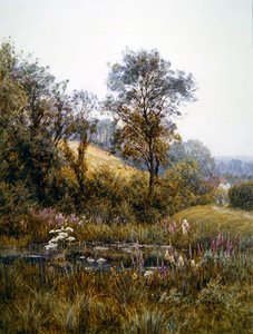 Blumen pflücken am Teich von Helen Allingham