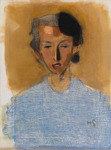 Porträt eines Mädchens in Blau und Braun (Inez) von Helene Schjerfbeck