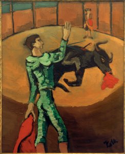 Arena mit Stierkämpfer und sterbendem Stier (Tauromachie III) von Helmut Kolle