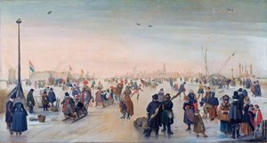 Wintervergnügen bei einer Stadt von Hendrick Avercamp