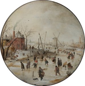 Gefrorener Fluss mit Schlittschuhläufern von Hendrick Avercamp