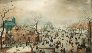 Winterlandschaft mit Schlittschuhläufern von Hendrick Avercamp