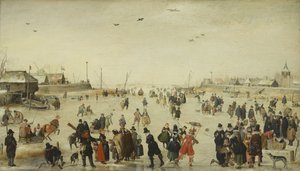 Winterszene auf einem zugefrorenen Kanal von Hendrick Avercamp