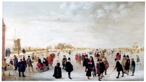 Winterlandschaft am Fluss Ijsel bei Kampen, ca. 1615