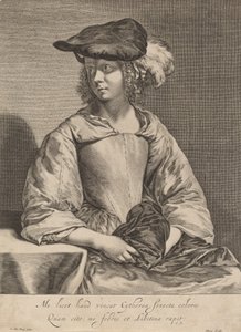 Mädchen mit Federhut von Hendrick Bary