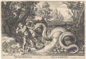 Gefährten von Kadmos von einem Drachen verschlungen