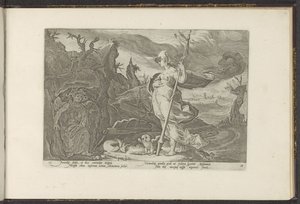 Minerva bittet Neid, Eifersucht in Aglauros zu entfachen von Hendrick Goltzius (workshop of)