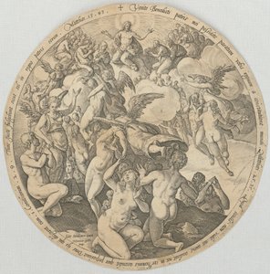 Auffahrt der Gerechten in den Himmel, Blatt 3 der Folge "Die vier letzten Dinge" von Hendrick Goltzius