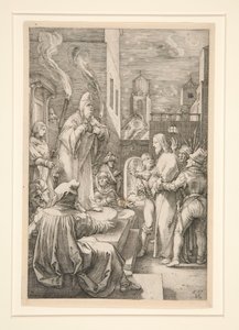 Christus vor Kajaphas, Tafel 4 aus der Serie „Die Passion Christi“ von Hendrick Goltzius