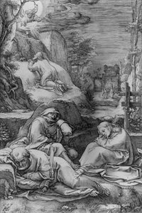 Christus am Ölberg, Nummer 2 aus der Serie „Die Passion“ von Hendrick Goltzius