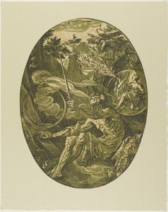 Demogorgon in der Höhle der Ewigkeit, Platte eins aus Demogorgon und die Gottheiten von Hendrick Goltzius