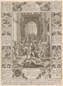 Dissidium in Ecclesia, Blatt 8 der Folge "Allegorien des christlichen Glaubens" von Hendrick Goltzius