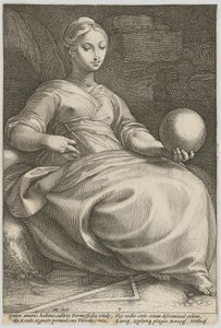 Erato, Blatt 7 der Folge "Neun Musen" von Hendrick Goltzius